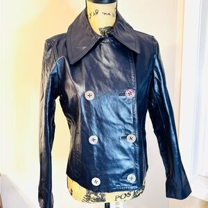 Ralph Lauren Navy Leather Jacket